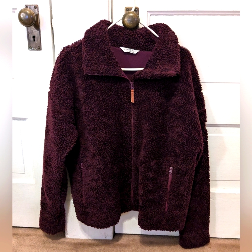 Alpine Design Talia Ridge Women's NWOT full zipper maroon Sherpa plush jacket XL